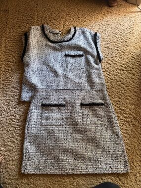 LOFT Black and White Tweed Skirt Set with Black Trim